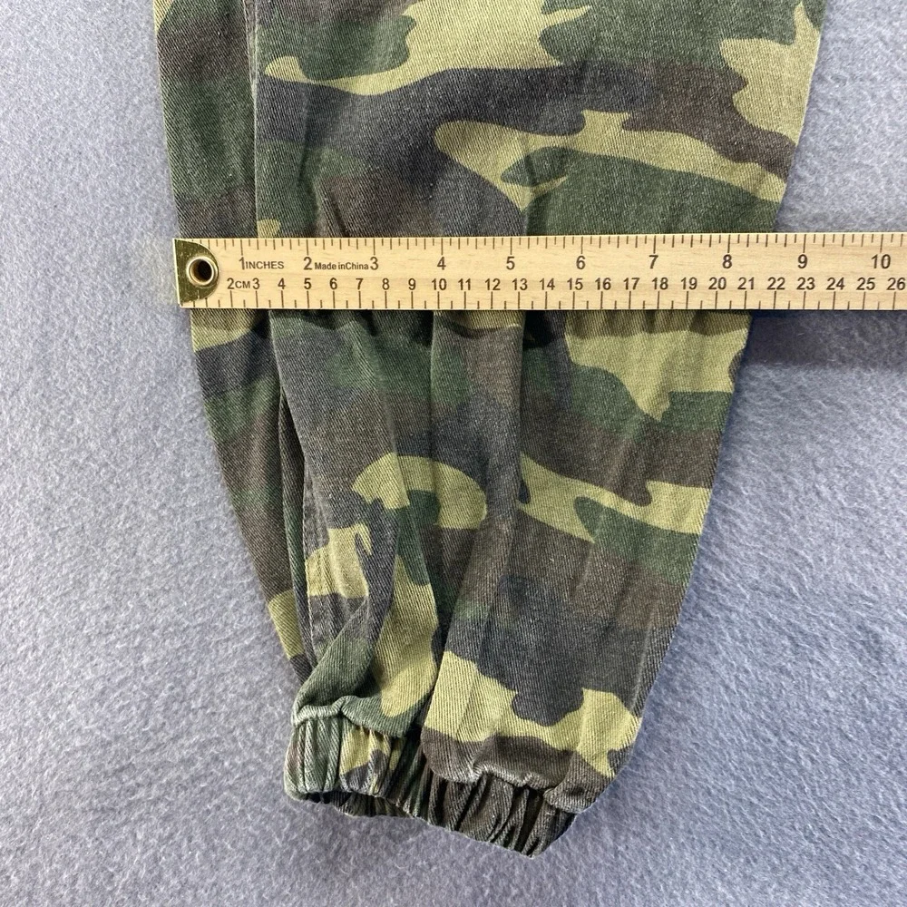 Fashion Nova Cargo Jogger Pants Mens Large Green Camo Adjustable Waist P1753